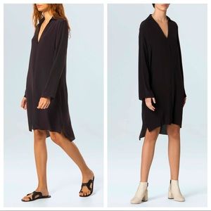 OSKLEN Silk Chemise Dress Black Long Sleeve M